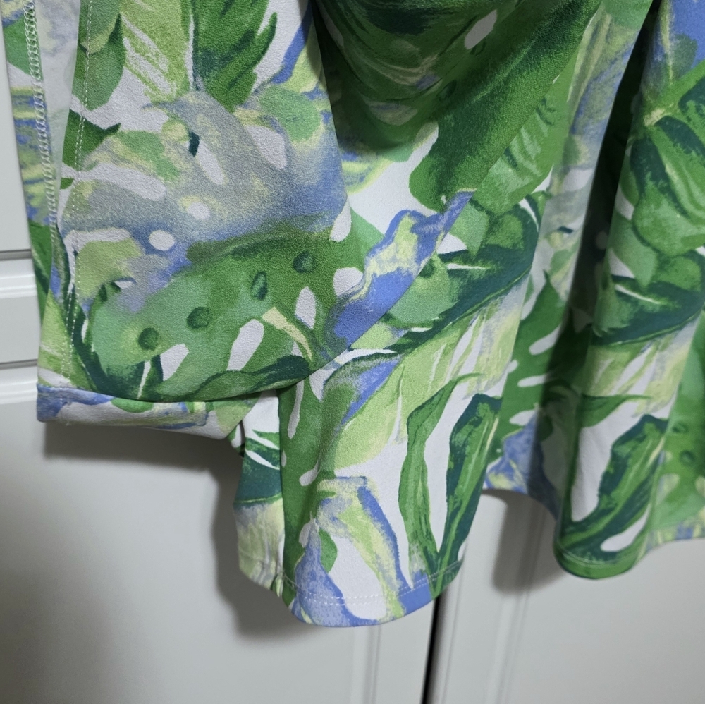 Madden NYC Romper Fit & Flare Green Tropical Leaf Cut Out Halter Boho Summer - Picture 4 of 16